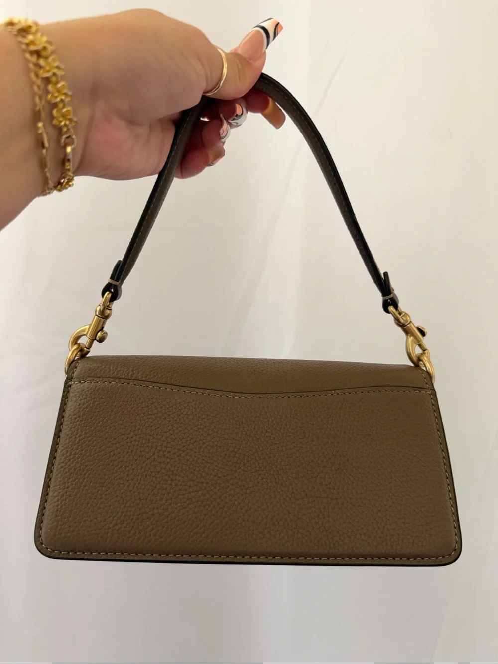 Coach Brown Pebble Leather Shoulder Bag with Gold 'C' Hardware